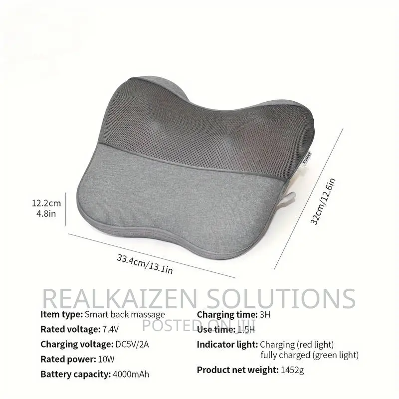 3D Heated Shiatsu Smart Kneading Neck | Back Massage Pillow