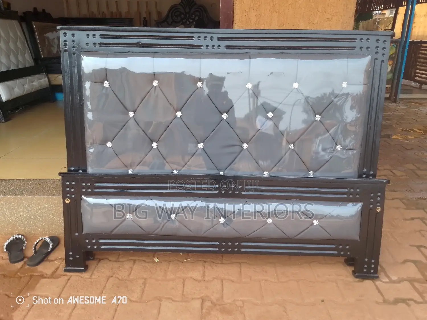 5by6 Gray Leather Bed 1