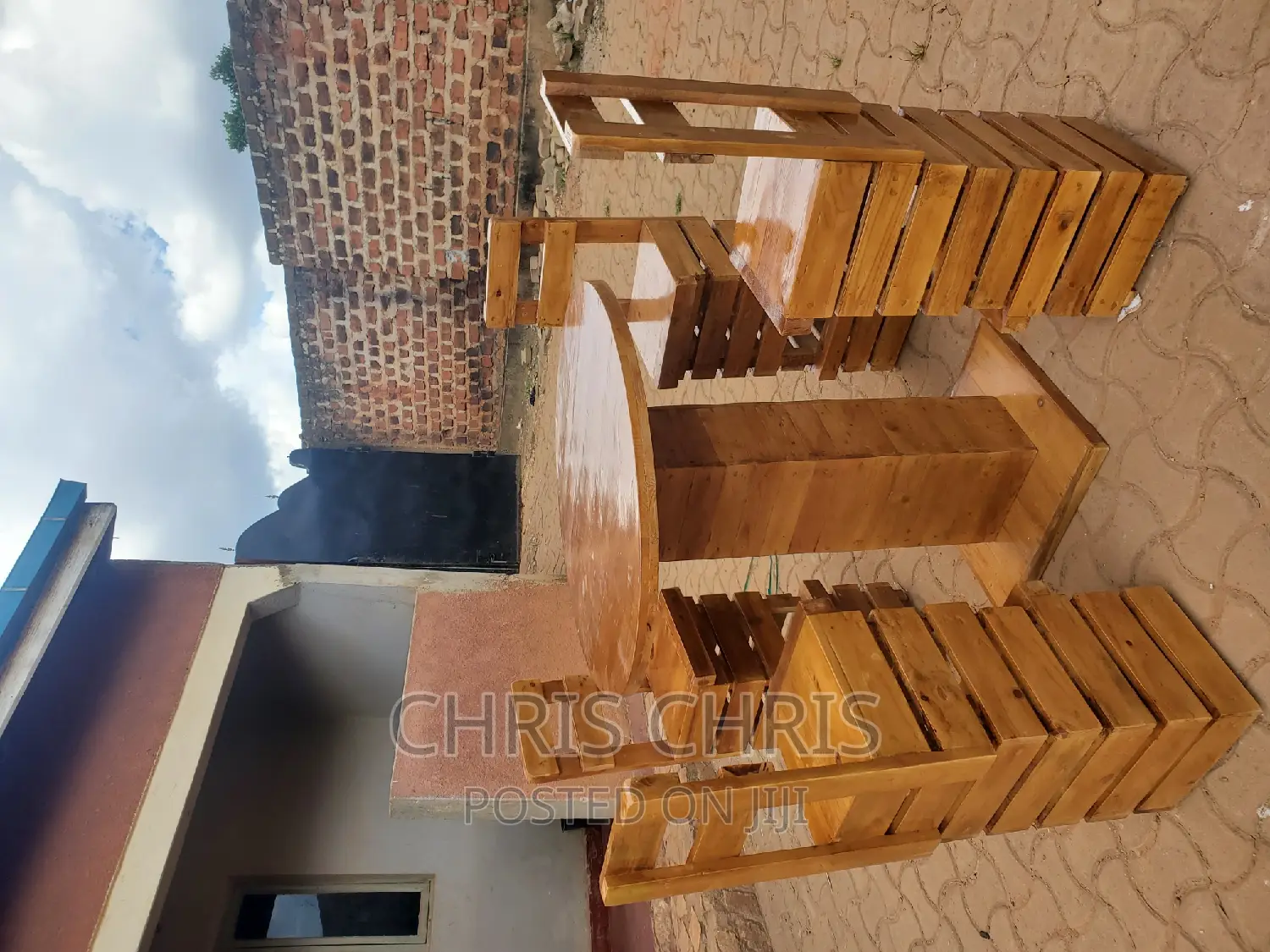 Pallet Bar Stools and Table With Backrest