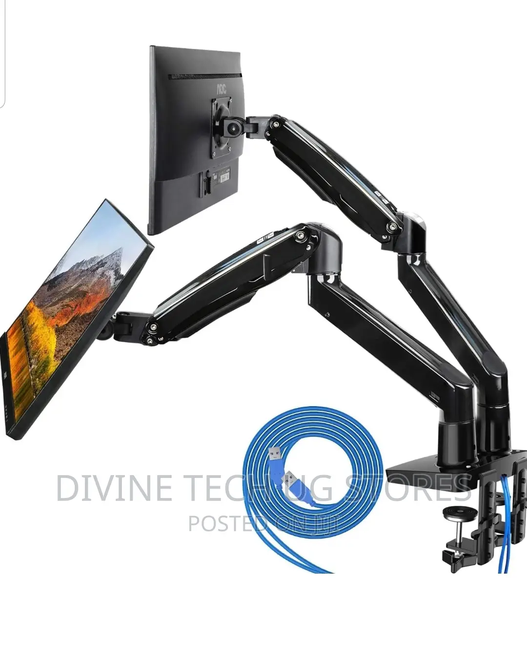 Dual Monitor Desk Mount Stand Full Motion Arm 17"- 32 Inch