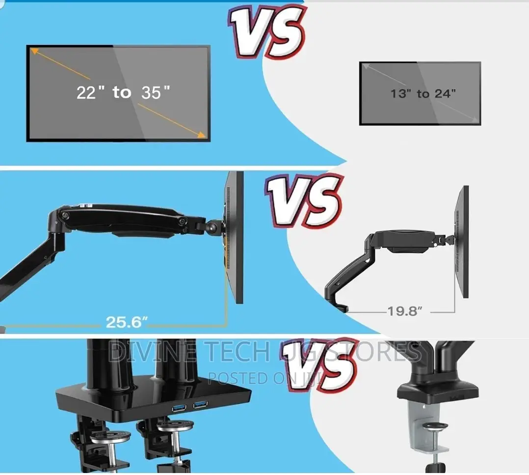 Dual Monitor Desk Mount Stand Full Motion Arm 17"- 32 Inch