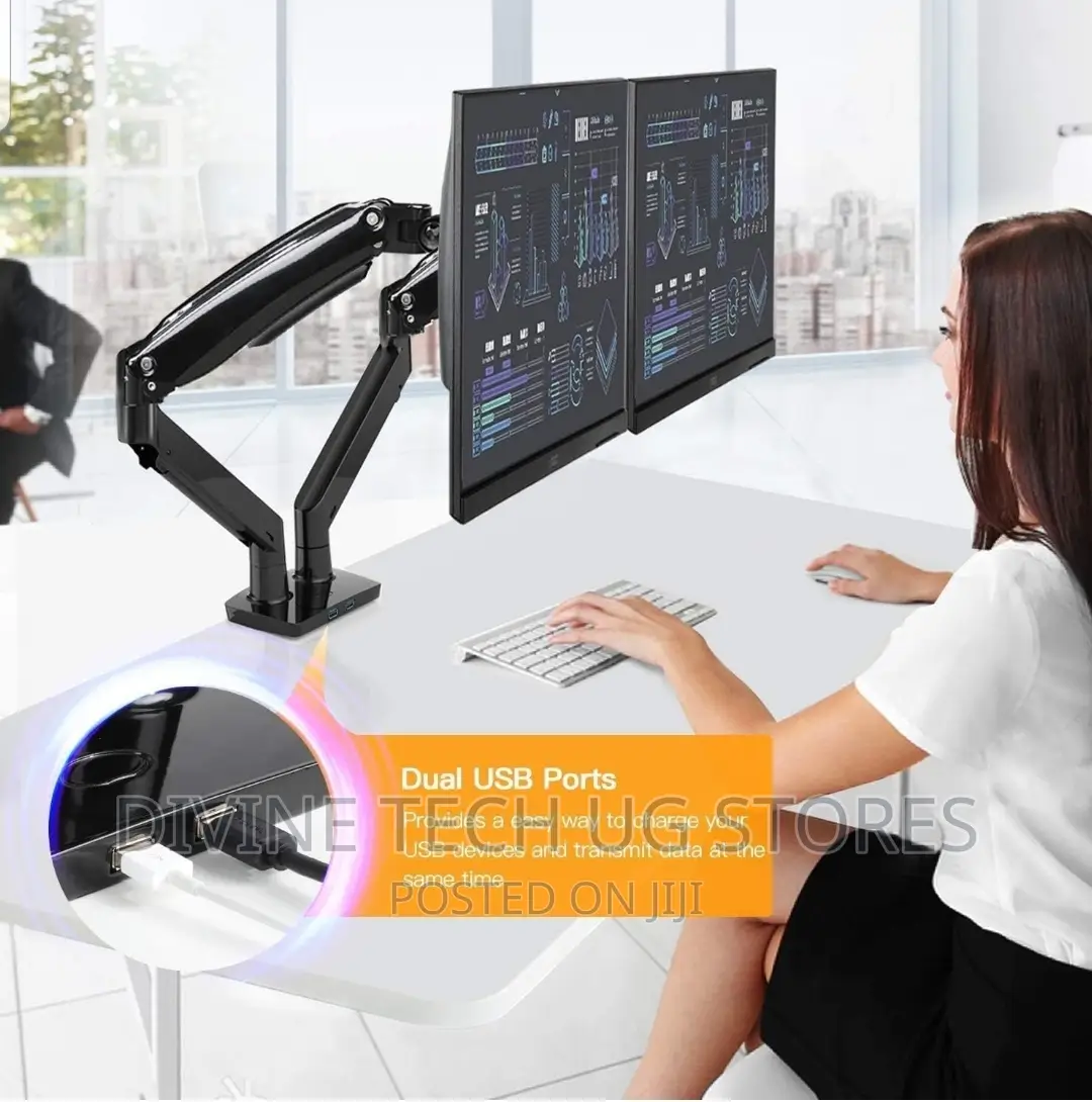 Dual Monitor Desk Mount Stand Full Motion Arm 17"- 32 Inch