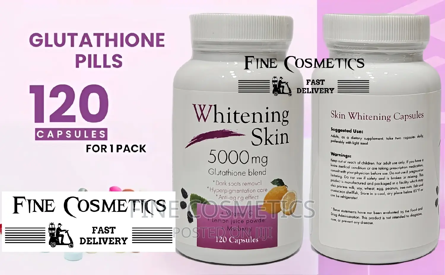 WHOLESALE ONLY, Skin Whitening Pills Wiz Glutathione.120caps
