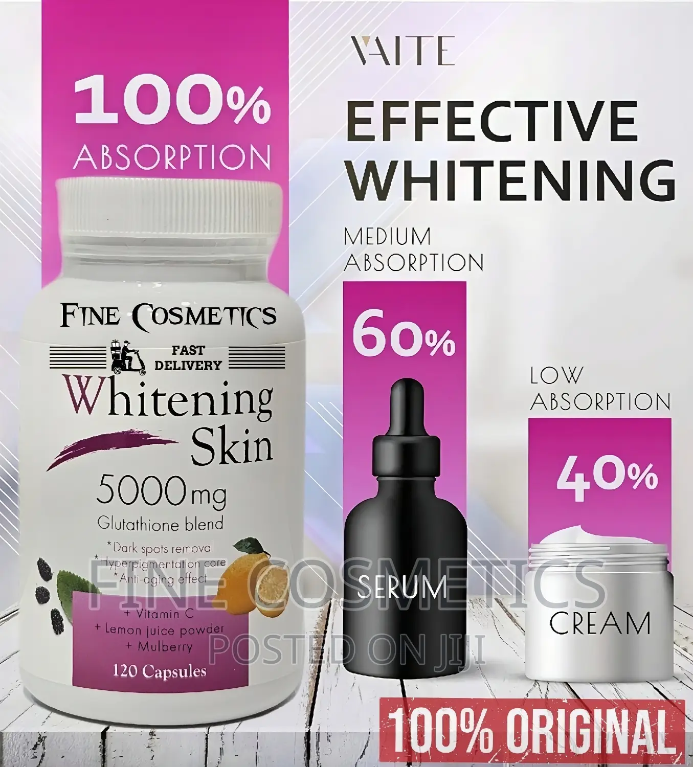 WHOLESALE ONLY, Skin Whitening Pills Wiz Glutathione.120caps