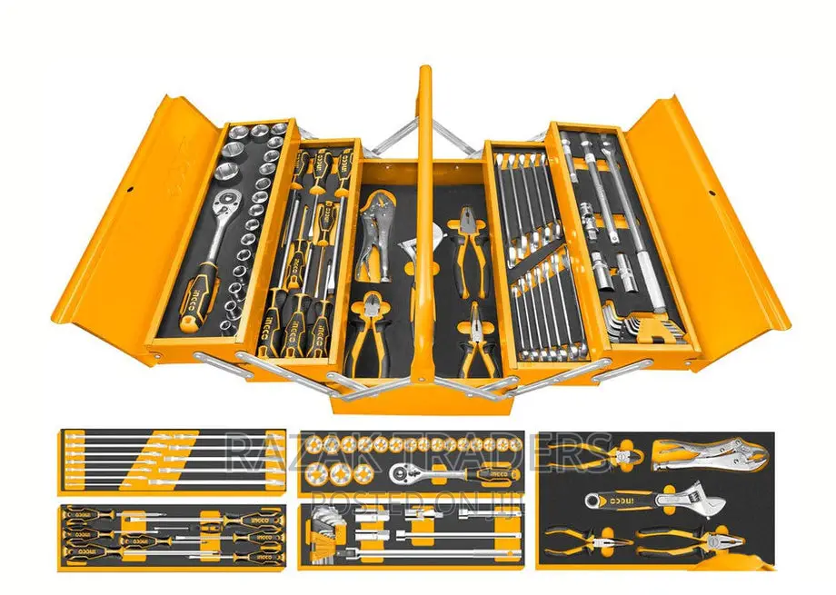 Ingco/ Metal Tool Box Set With 59pcs Hand Tools Set