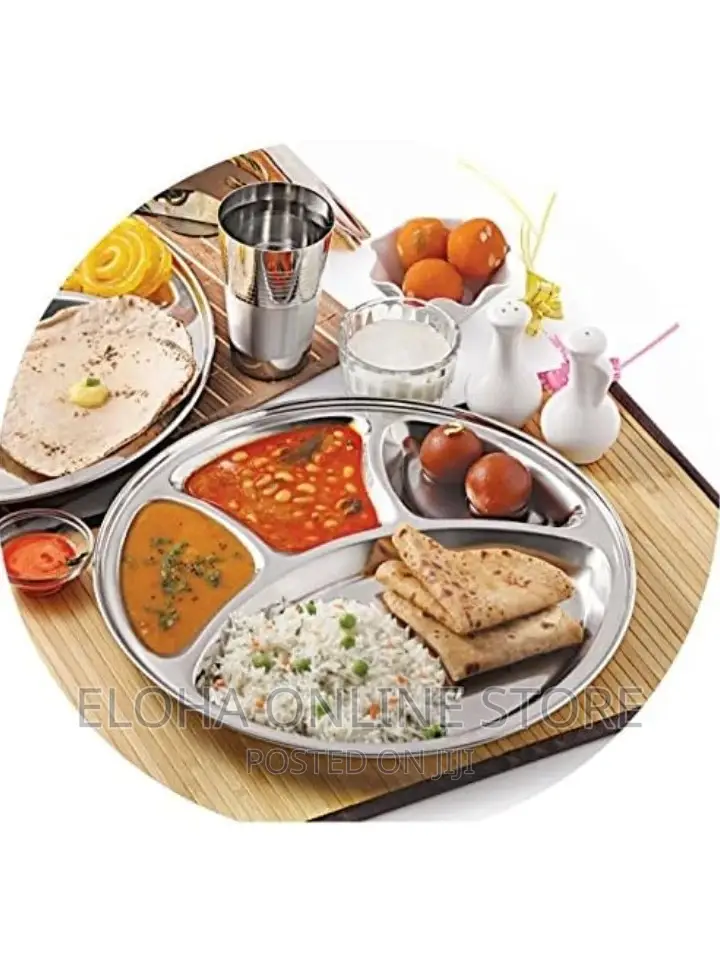 6 PCS Stainless Steel Round 4 in 1 Dinner Plates