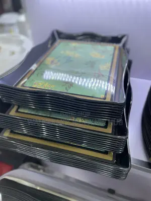 3pcs Set of Black Melamine Tray
