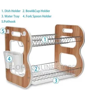 2 Tier Dish Rack With Spoon and Knife Pocket
