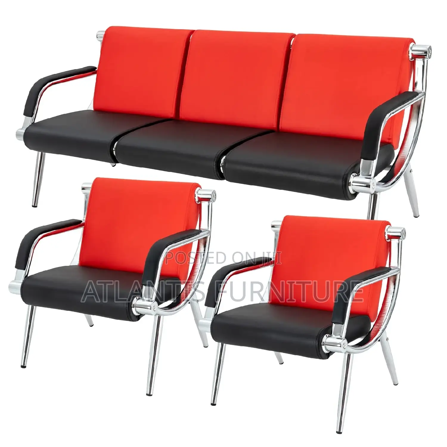 Red and Black Office Sofa Set