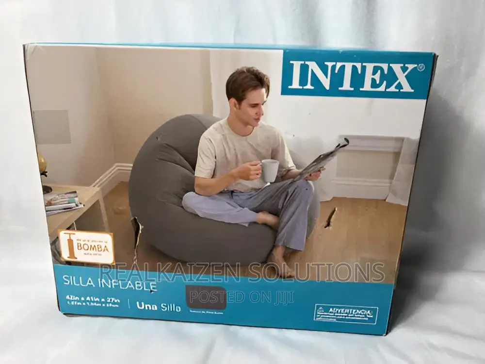 Intex Inflatable Contoured Gray Beanless Bag Lounge Chair