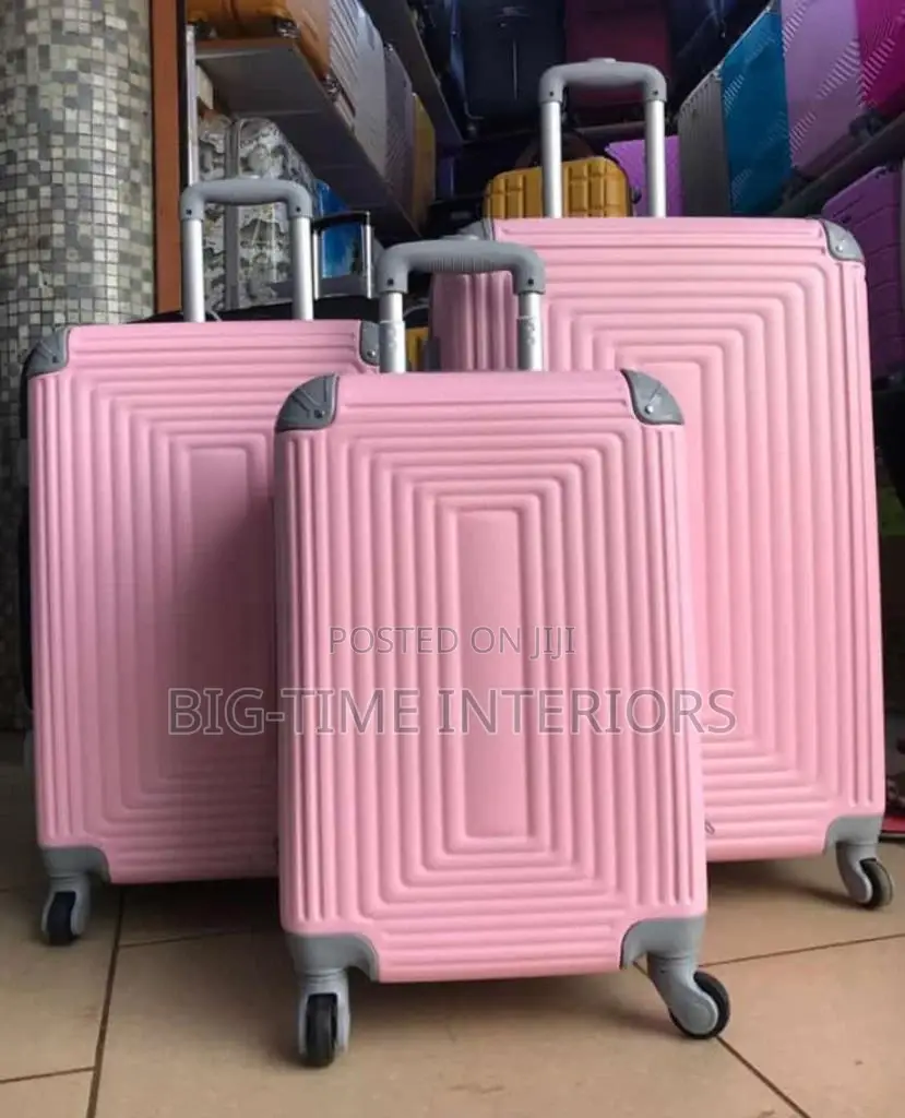 3in1 Pink Plastic Suitcase Set
