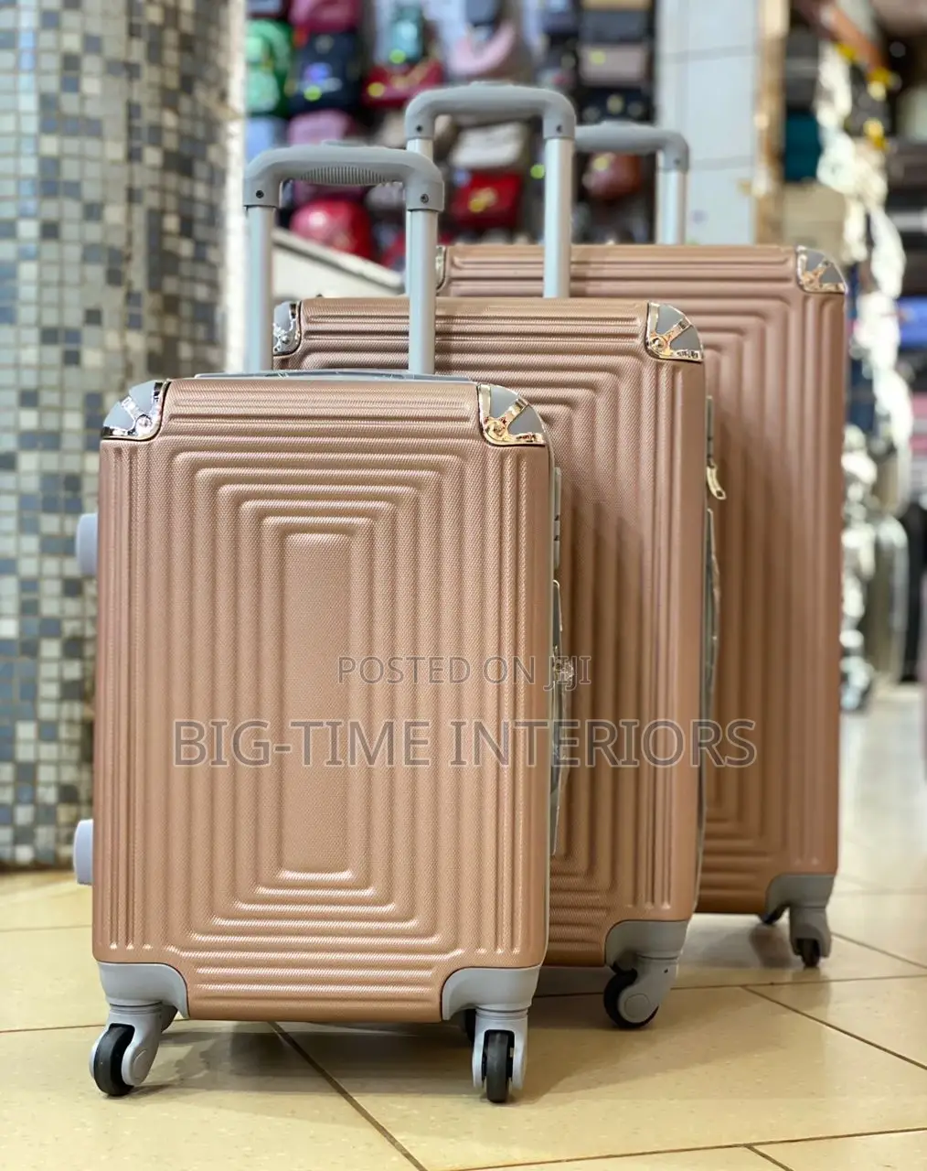 3in1 Brown Plastic Suitcase Sets