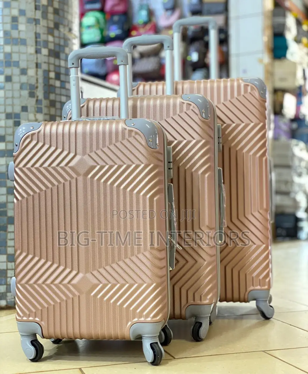 3pcs Brown Plastic Suitcase Set