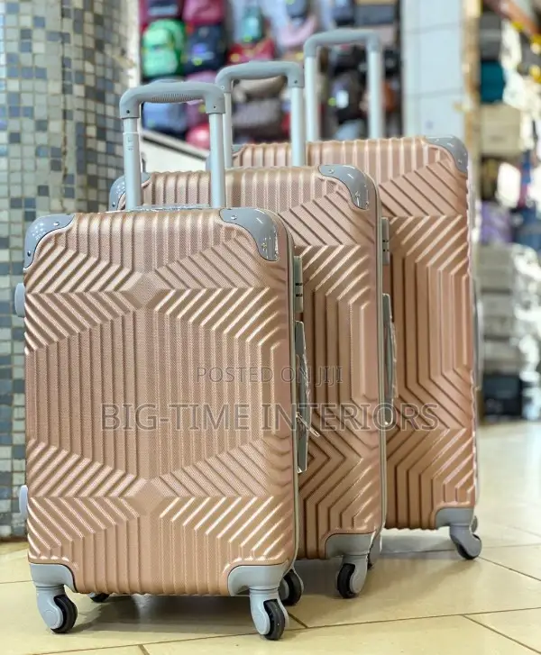 3pcs Brown Plastic Suitcase Set