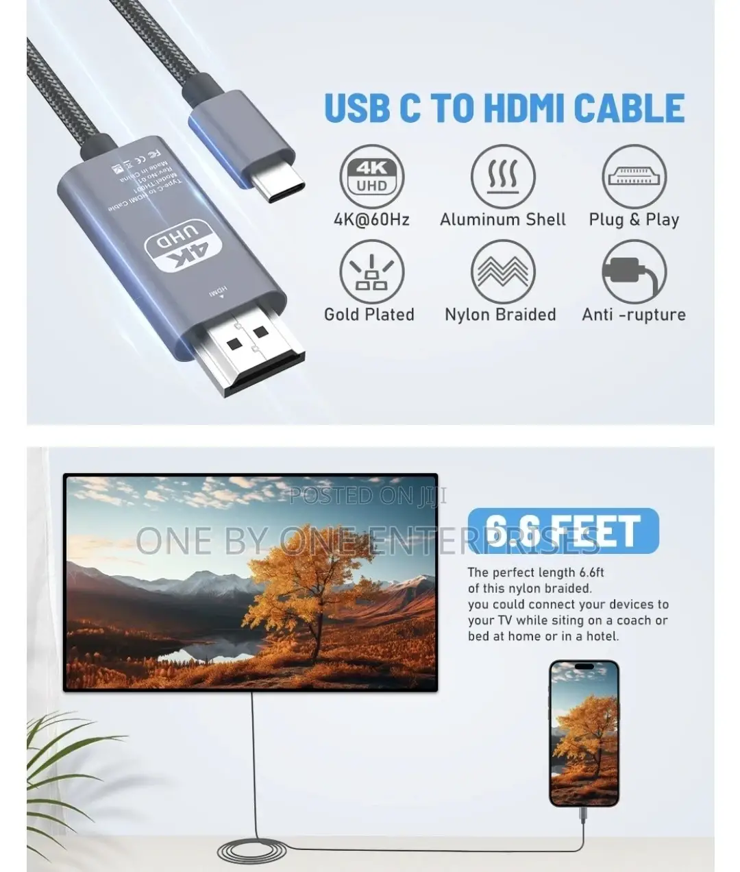 USB 3.1 Type-C to HDMI Cable Phone to TV