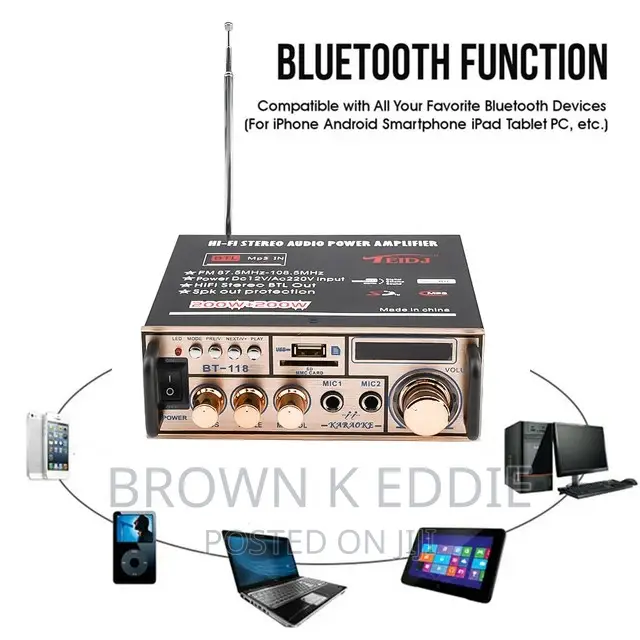 12V 220V 2ch LCD Display Digital Amplifier