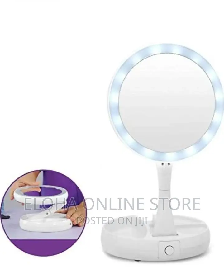 Fold Away LED Light Makeup Mirror