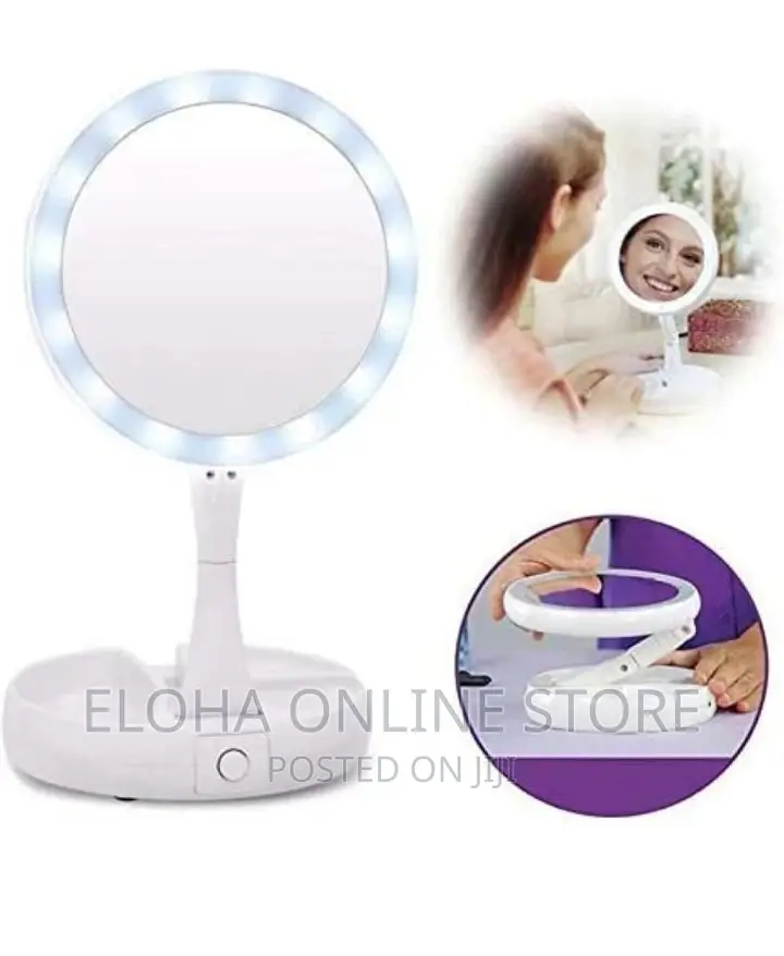 Fold Away LED Light Makeup Mirror