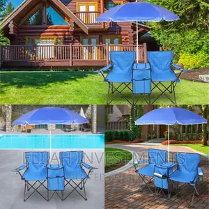 2 Foldable Camping Chairs With Umbrella