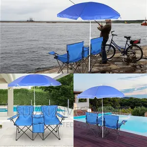 2 Foldable Camping Chairs With Umbrella