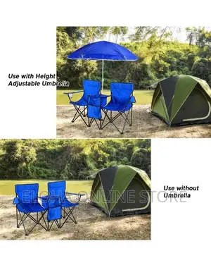 2 Foldable Camping Chairs With Umbrellas