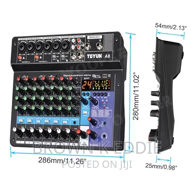 Audio Mixer 8channel Sound Mixing Console Support Bluetooth