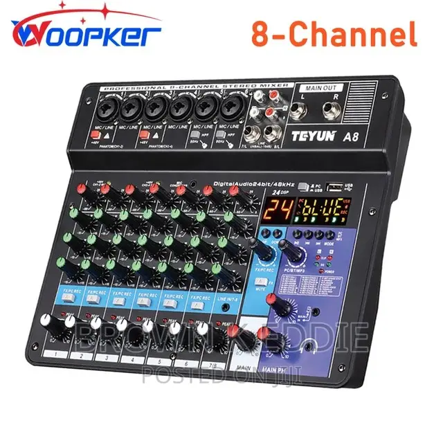 Audio Mixer 8channel Sound Mixing Console Support Bluetooth