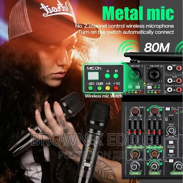 4 Channel Audio Mixer With Wireless Microphone