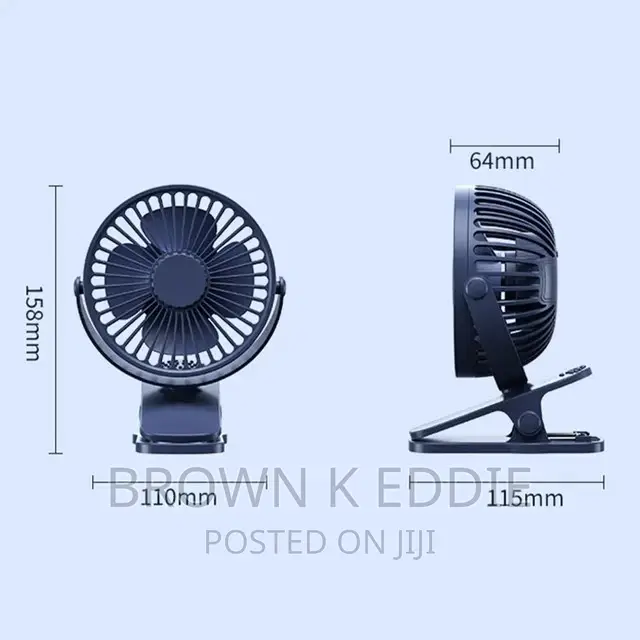 USB Rechargeable Table Fan Clip-on Type Portable Mini Desk F