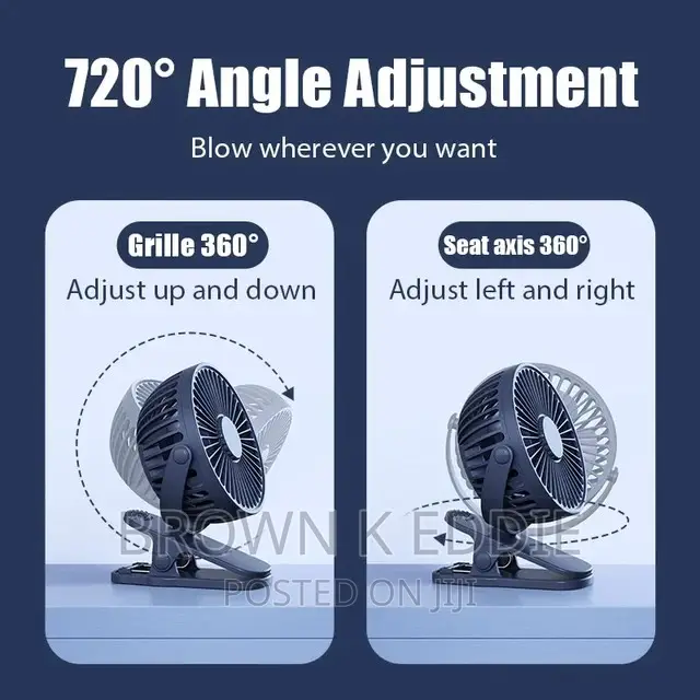 USB Rechargeable Table Fan Clip-on Type Portable Mini Desk F
