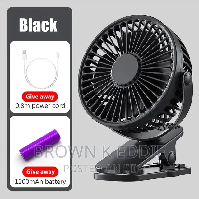USB Rechargeable Table Fan Clip-on Type Portable Mini Desk F