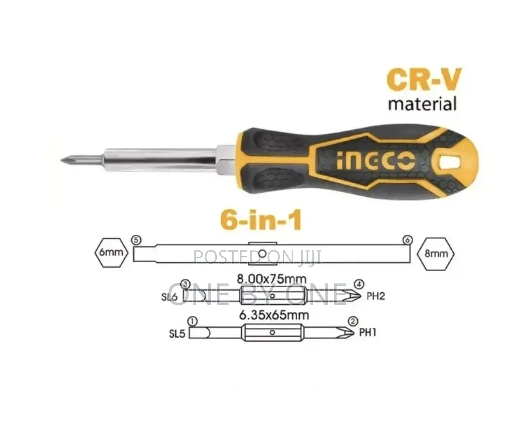 INGCO 6-in-1 Screwdriver Set Screw Driver