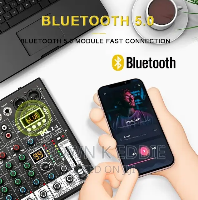 Professional 4 Channel Mixer 48V Phantom Power Bluetooth