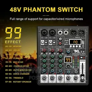 Professional 4 Channel Mixer 48V Phantom Power Bluetooth