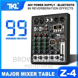 Professional 4 Channel Mixer 48V Phantom Power Bluetooth