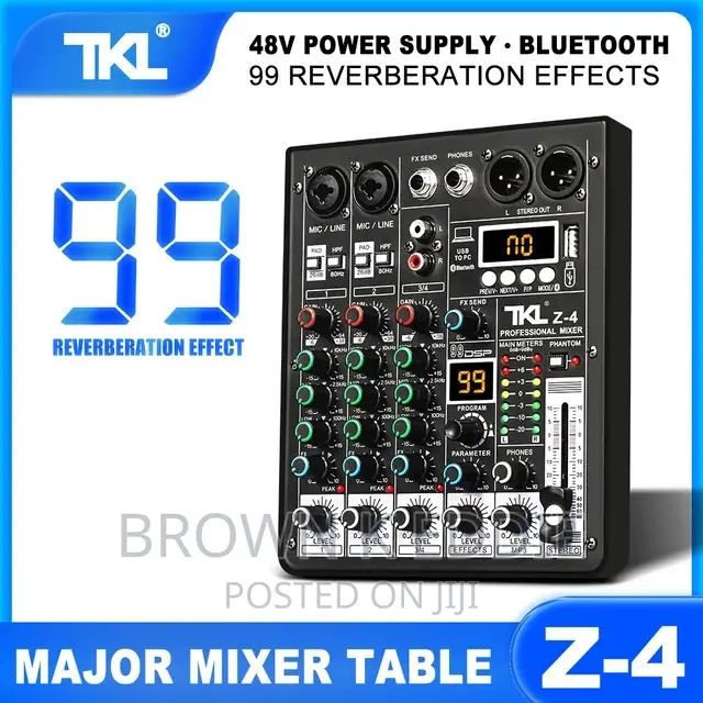 Professional 4 Channel Mixer 48V Phantom Power Bluetooth