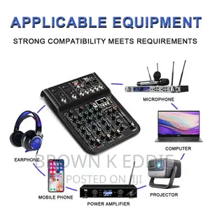 Professional 4 Channel Sound Mixer 48V Bluetooth DJ Mixing