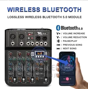 Professional 4 Channel Sound Mixer 48V Bluetooth DJ Mixing