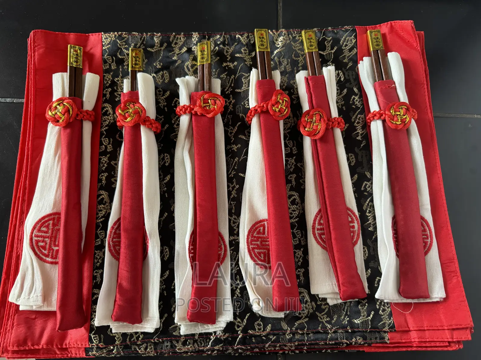 5 Piece Chinese Table Mats With Chopsticks