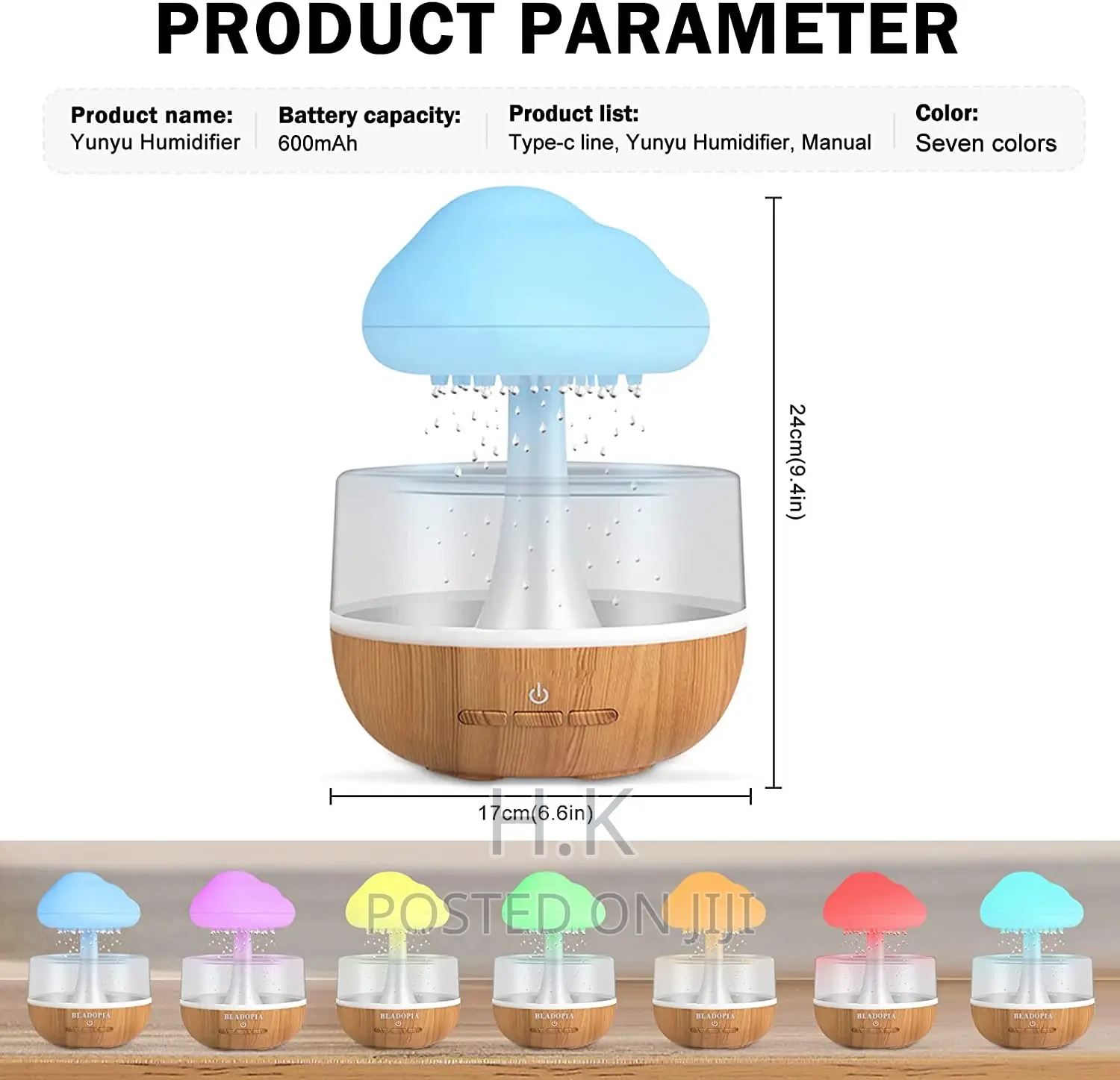 Rain Cloud Humidifier Water Drip,Cute Mushroom Humidifier