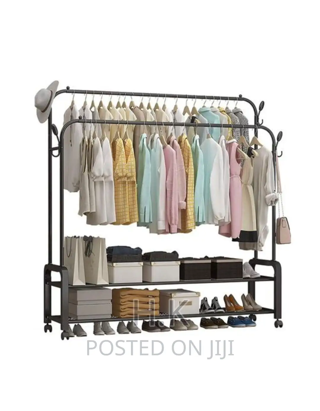 Clothes Shoes Rack Standing Storage Organizer With Hook