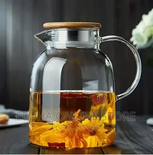 1800ml Glass Tea Pot Kettle Infuser Bamboo Lid