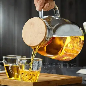 1800ml Glass Tea Pot Kettle Infuser Bamboo Lid
