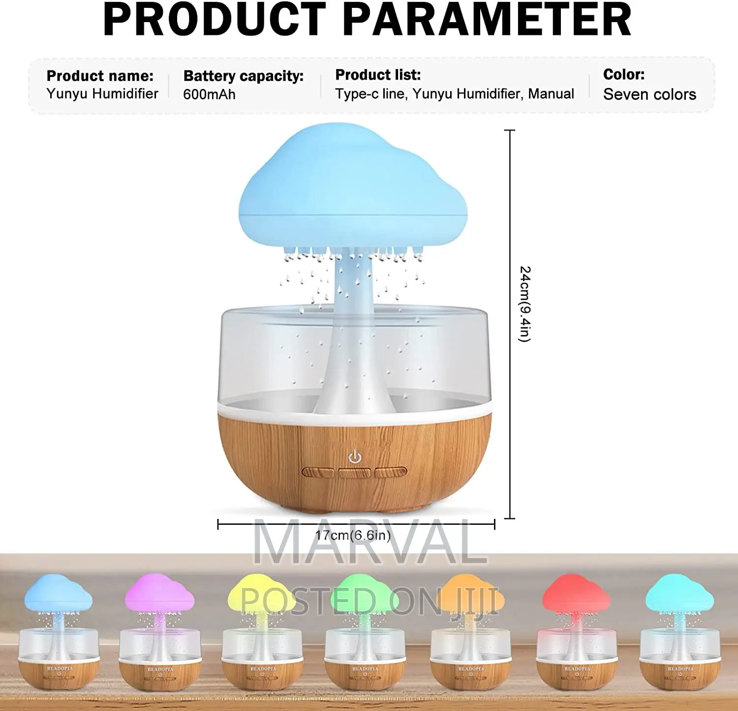 Round Electric Home Rain Cloud Diffuser