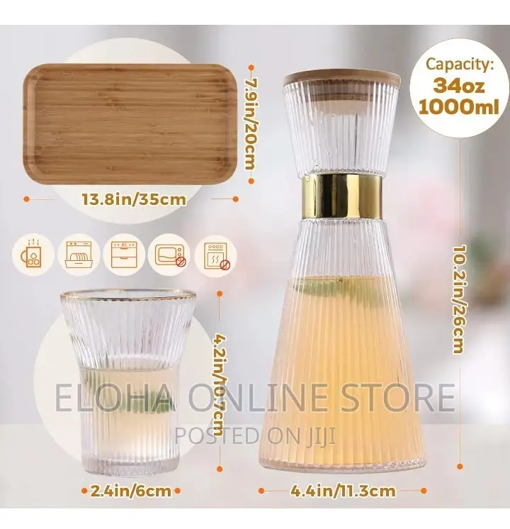 Elegant Water Carafe With Gold Decoration