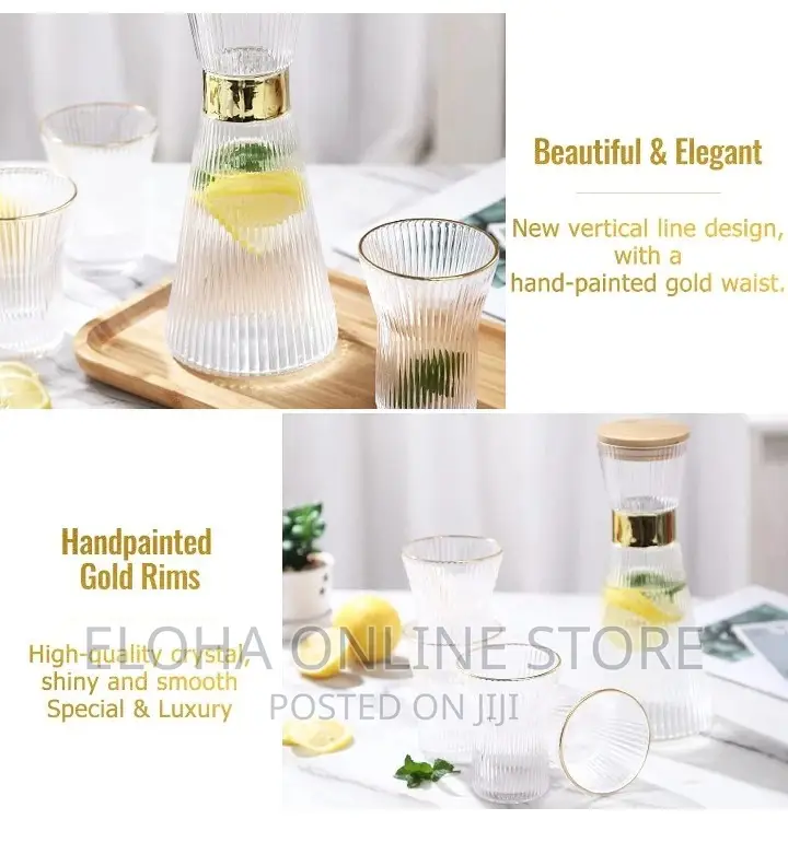 Elegant Water Carafe With Gold Decoration