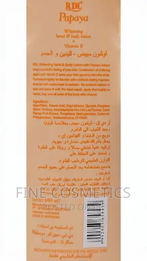 ORIGINAL RDL Papaya Whitening Body Lotion With Vitamin E.