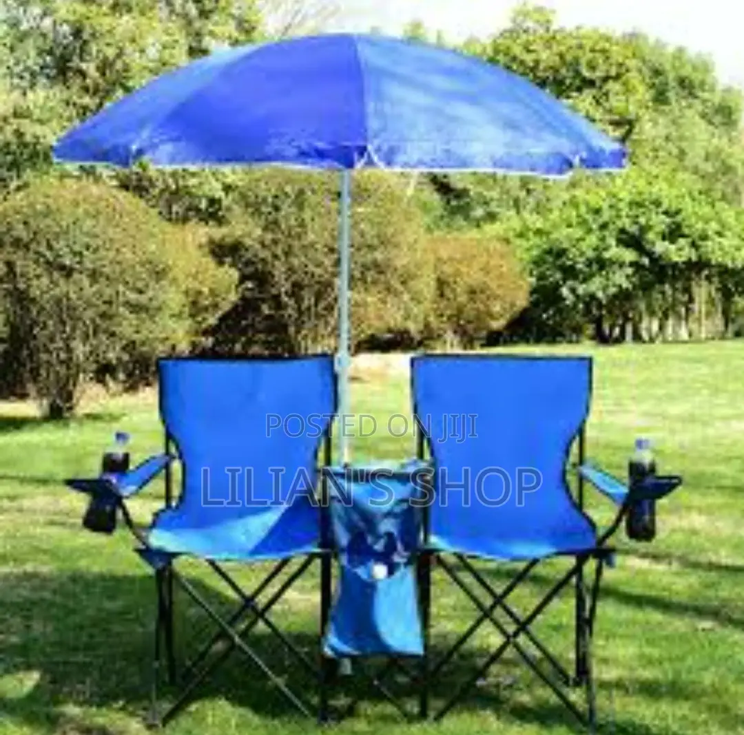 2 Foldable Camping Chair With Umbrella