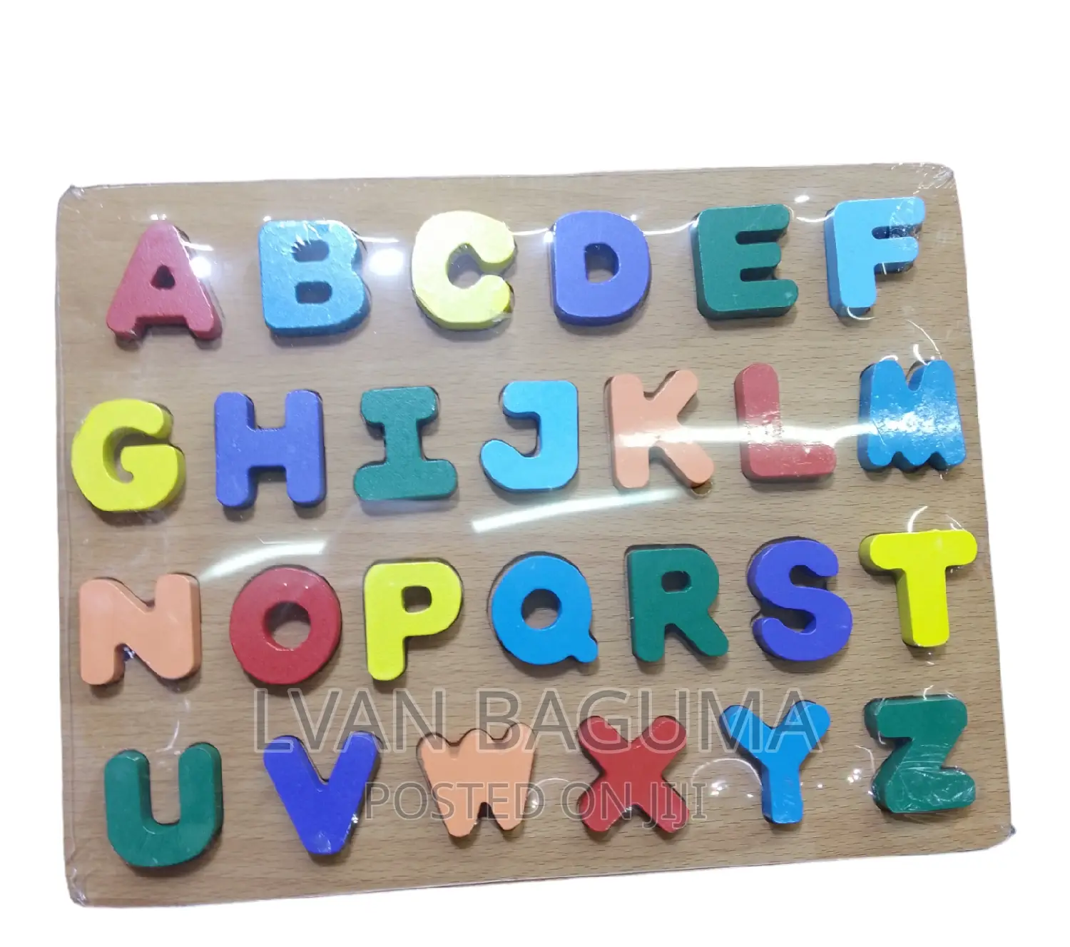 Wooden Alphabet Letters on a Board for Kids