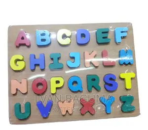 Wooden Alphabet Letters on a Board for Kids